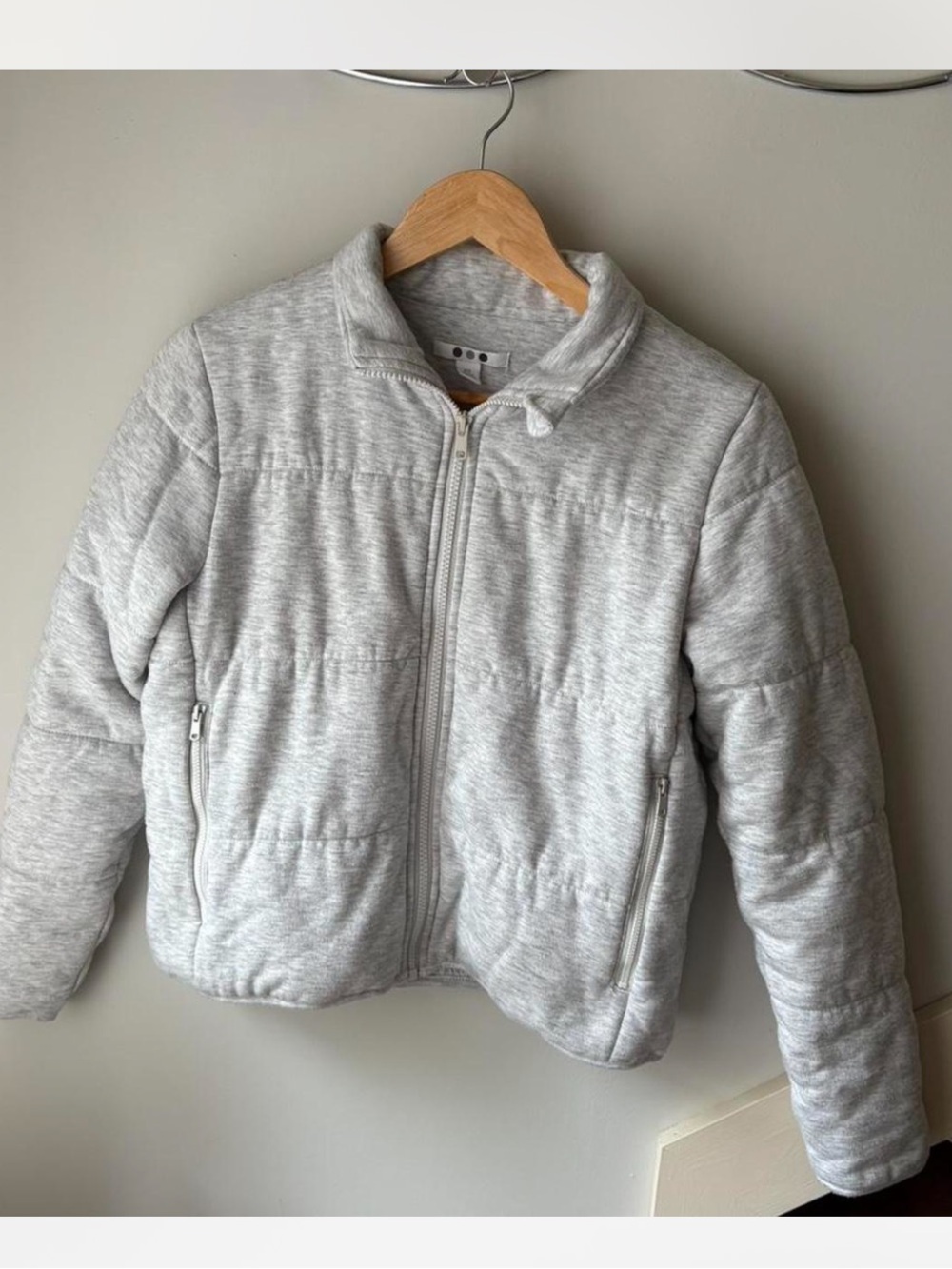 Light Gray Quilted Zip-Up Jacket